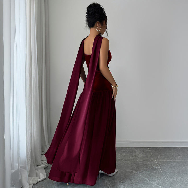 Damen Elegantes Abendkleid mit schulterfreiem Design und fließendem Rock Drune