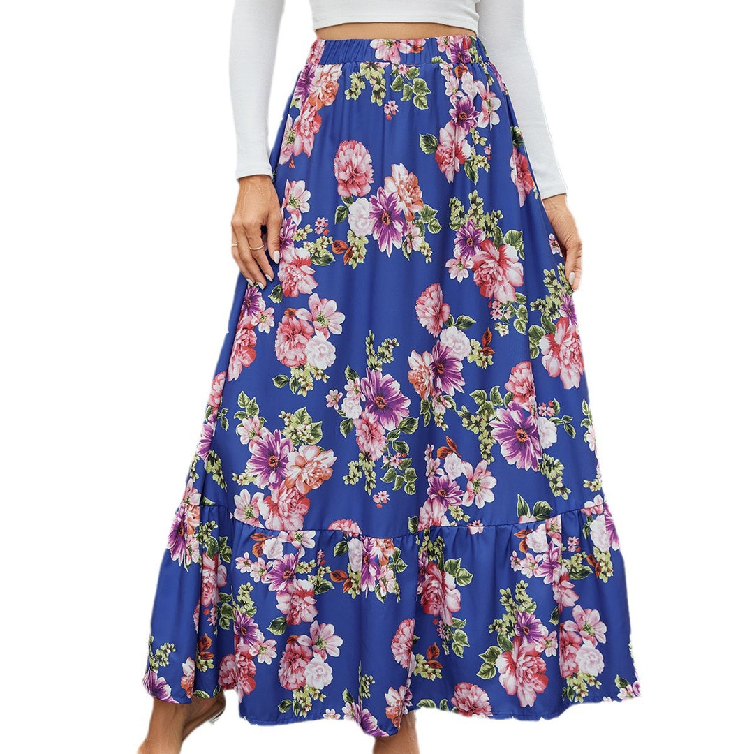 Damen Maxirock mit voluminösem Schnitt und buntem Blumendesign Drune
