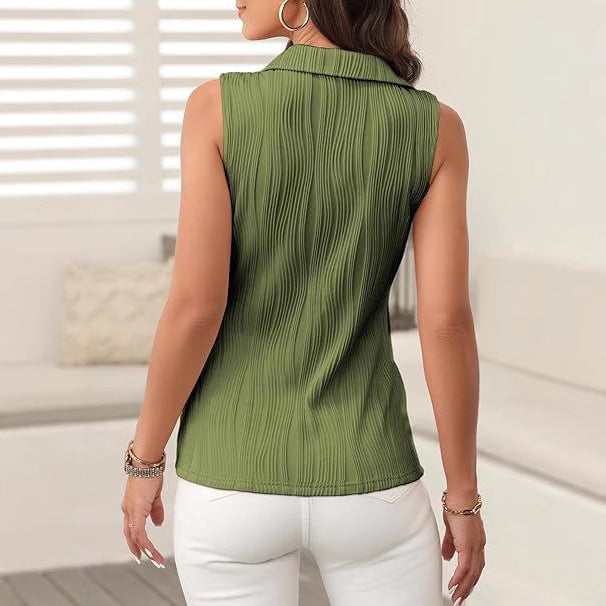 Damen Plissee Body mit Kragen Drune