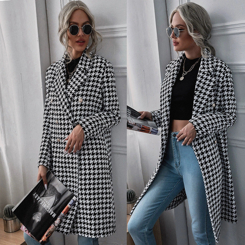 Damen Oversized Blazer im exklusiven Hahnentritt-Design Drune