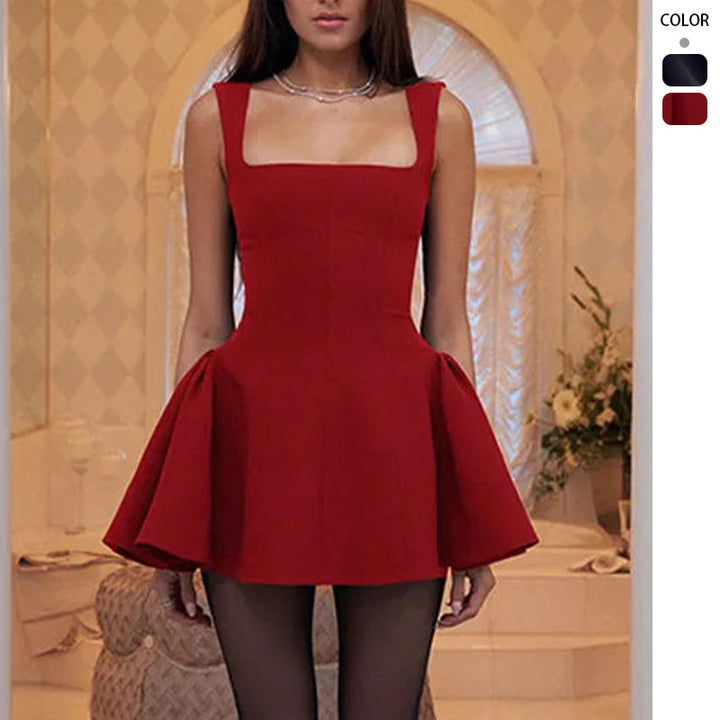 Damen Verspieltes Minikleid mit schwingendem Rock und eleganten Trägern Drune