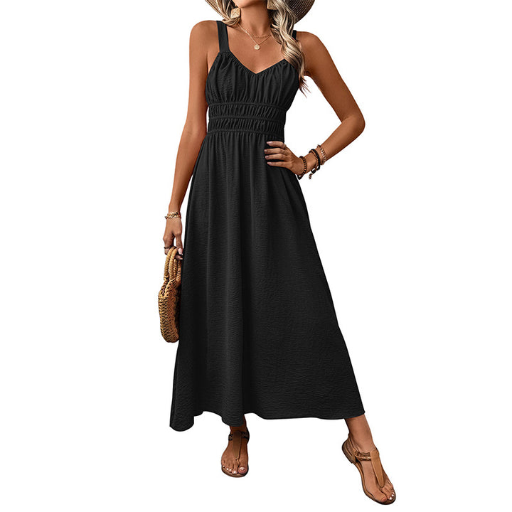 Damen Maxikleid mit elastischer Taillierung und verstellbaren Spaghetti-Trägern Drune
