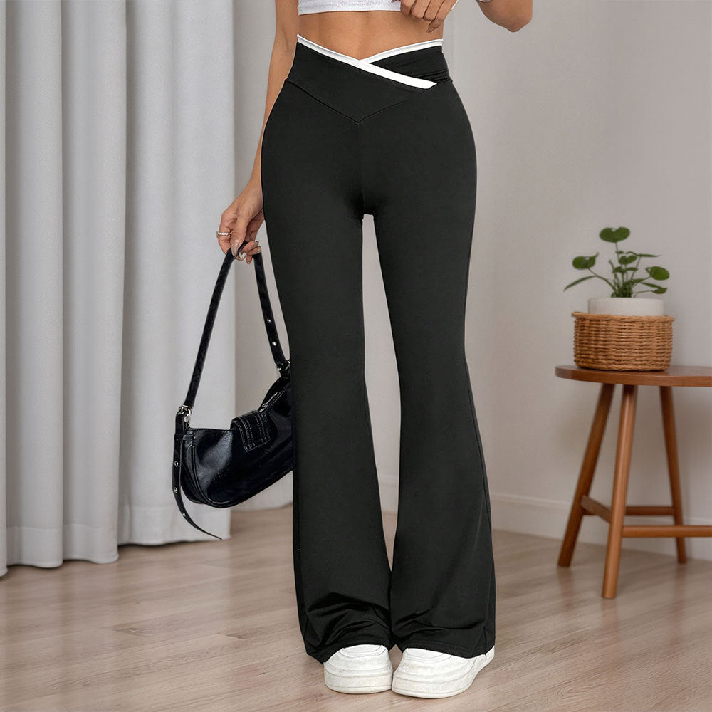 Damen Flared Yogahose mit hoch geschnittenem Bund und stylishen Quernaht-Details Drune
