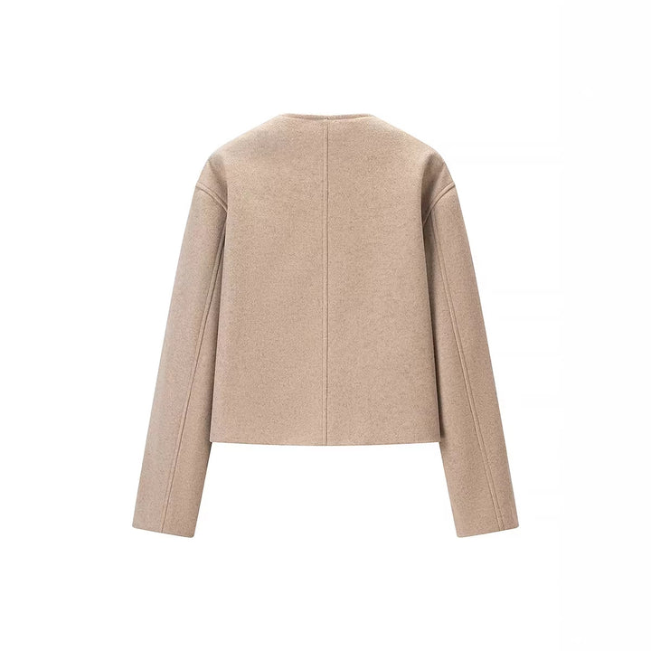 Damen Modische Kurzjacke mit asymmetrischem Schnitt und Knopfdesign Drune