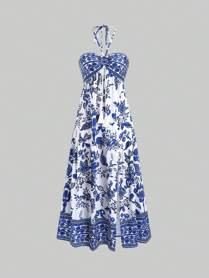 Damen Boho Maxikleid mit Trägern Drune