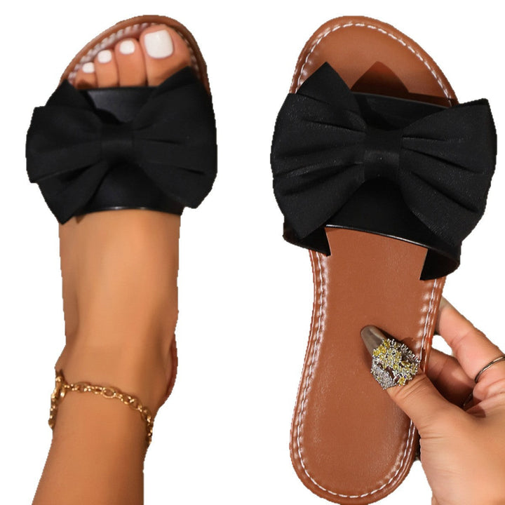 Damen modische Slide-Sandalen mit großem Schleifendetail Drune