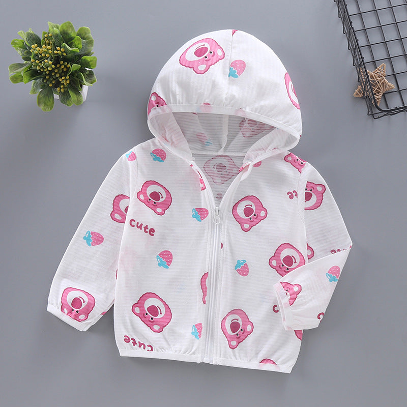 Unisex nan leichte Kapuzenjacke für Kleinkinder mit süßem Tierprint und Reißverschluss  Drune