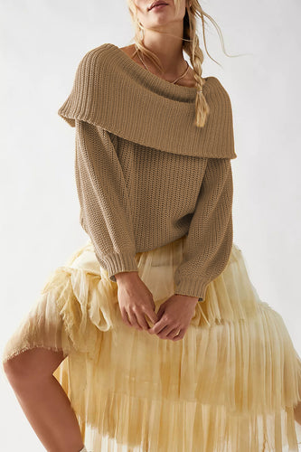 Damen Oversized Strickpullover mit schulterfreiem Design Drune