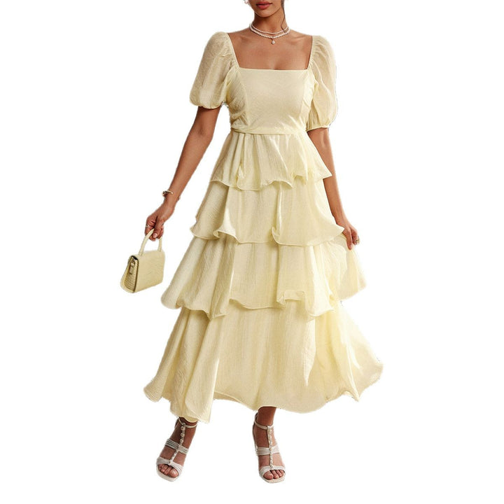 Damen Sommerliches Maxikleid mit kreisförmigem Ausschnitt und Rüschendetails Drune