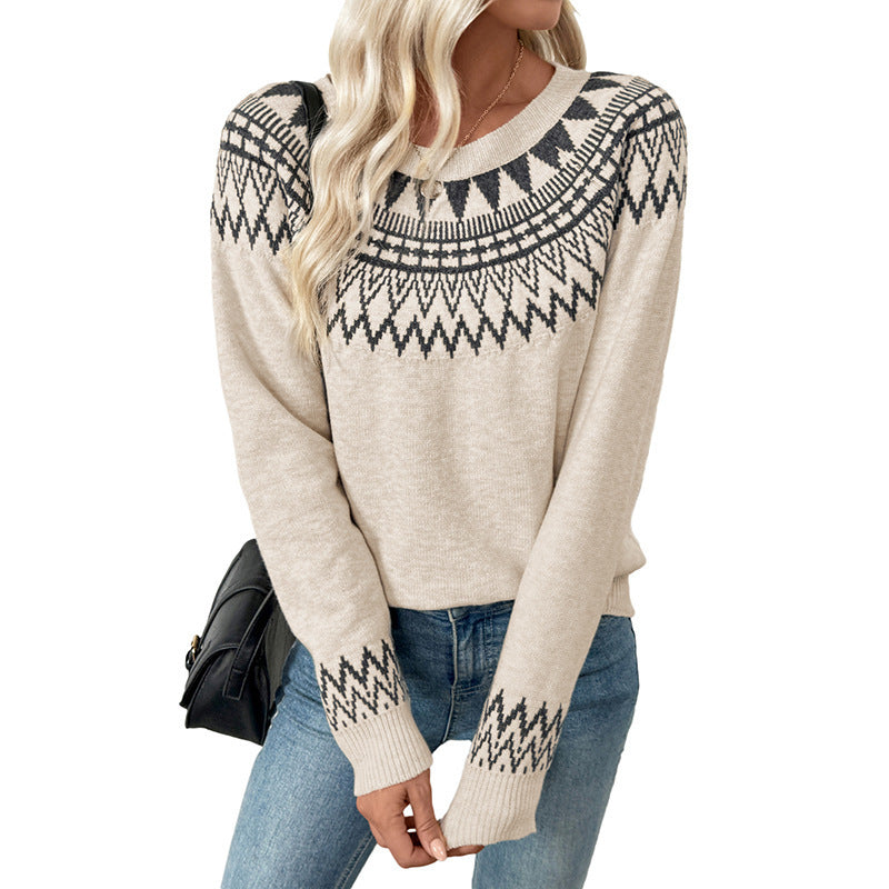 Damen Strickpullover mit nordischem Muster Drune