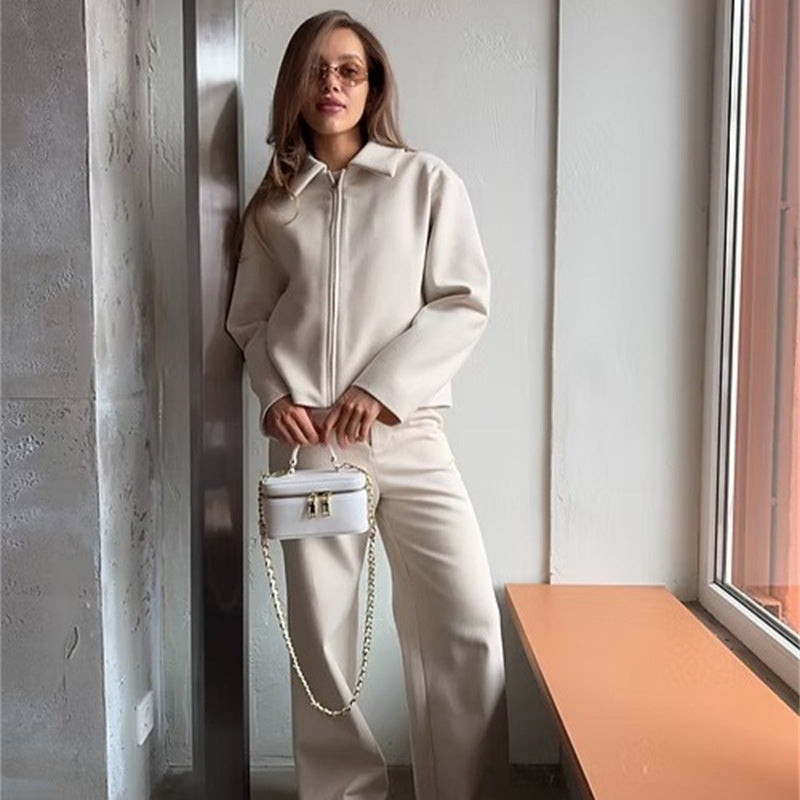 Damen elegante und lässige Jacke mit durchgehendem Reißverschluss Drune