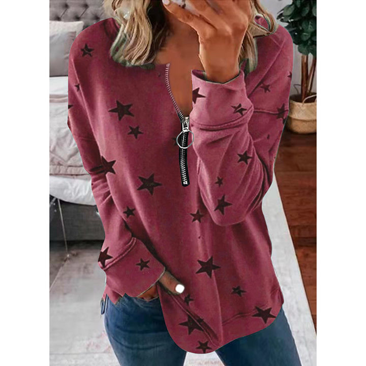 Damen Kapuzensweatshirt mit Reißverschluss und Sternenmuster Drune