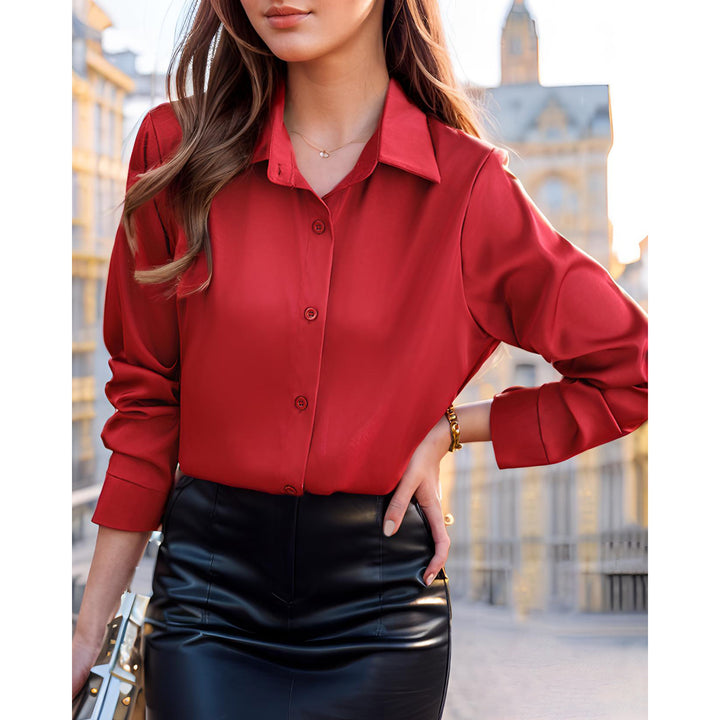 Damen Elegante und leichte Bluse mit komfortablem Schnitt und feinem Glanz Drune