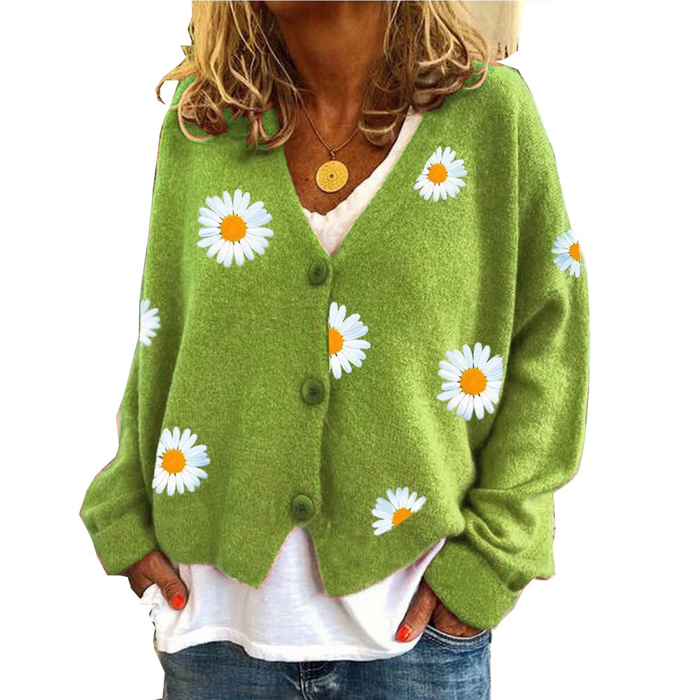 Damen Strickjacke mit floralem Motiv und klassischem Schnitt Drune