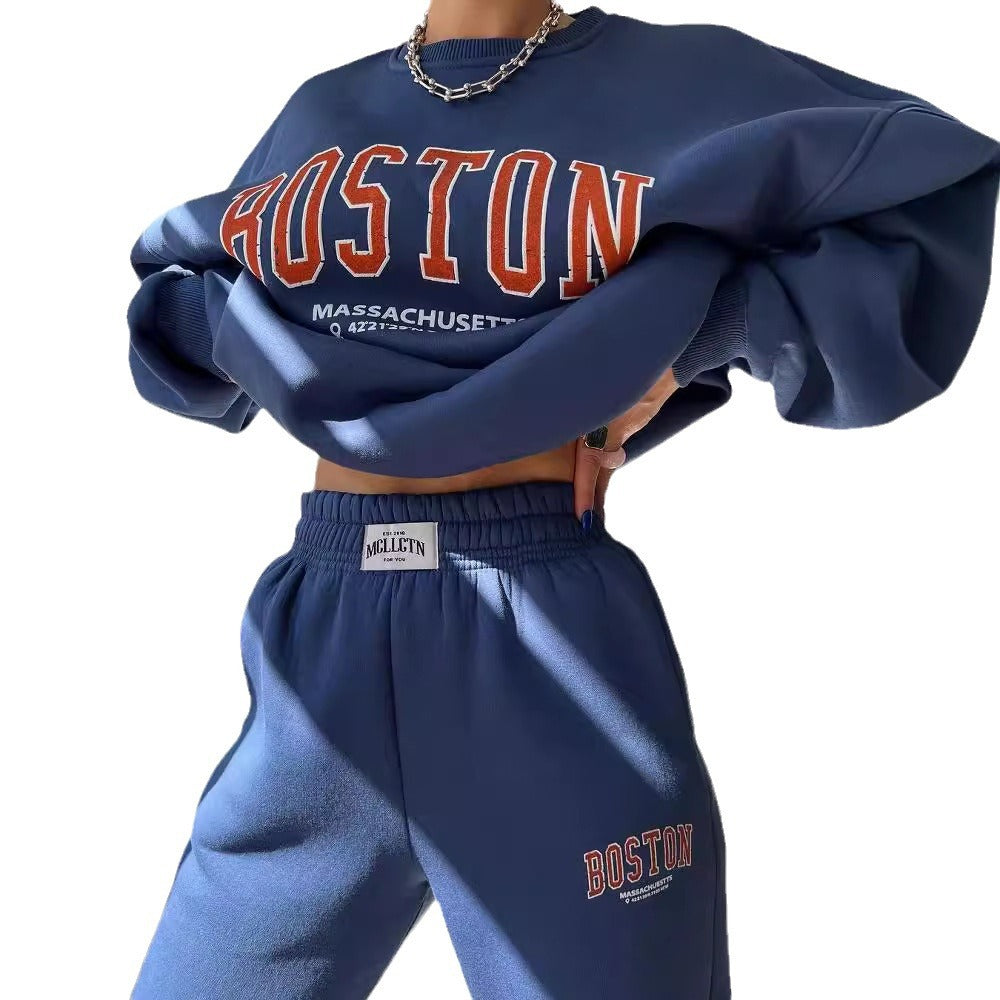 Damen lässiger Sweatshirt und Jogginghosen Set Drune