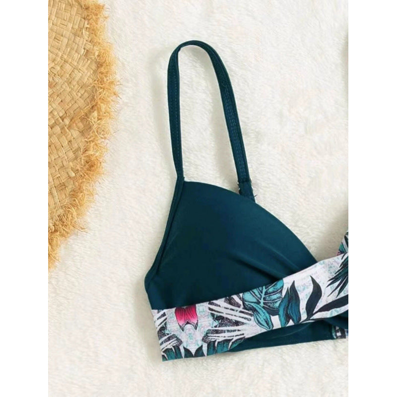 Damen Triangel-Bikini mit floralem Muster und stilvollen Bindebändern Drune