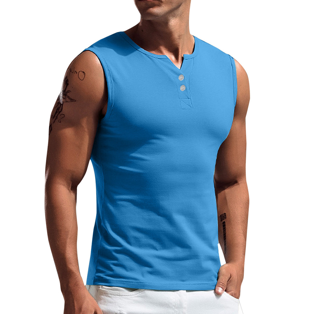 Herren ärmelloses Fit-Tanktop mit Knopfdetails Drune