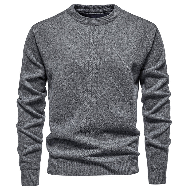 Herren Feiner Strickpullover mit strukturiertem Zopfmuster und Rundhalsausschnitt Drune