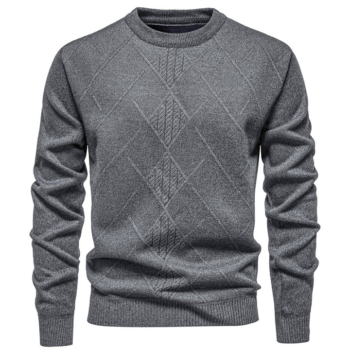 Herren Feiner Strickpullover mit strukturiertem Zopfmuster und Rundhalsausschnitt Drune