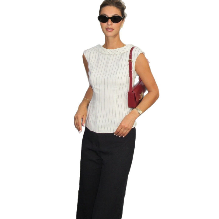 Damen elegante Bluse mit schmalen Nadelstreifen Drune