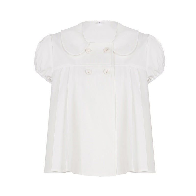 Damen Bluse mit raffinierter Knopfleiste und verspielten Puffärmeln Drune