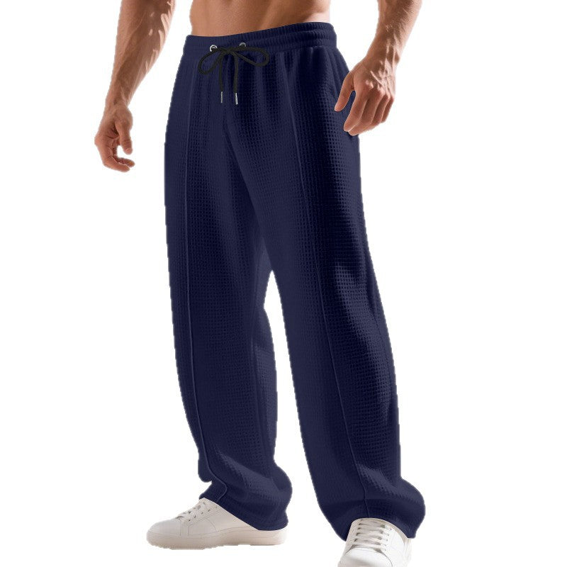 Herren nan Waffelpiqué-Loungehose mit elastischem Tunnelzugbund und geradem Bein Drune