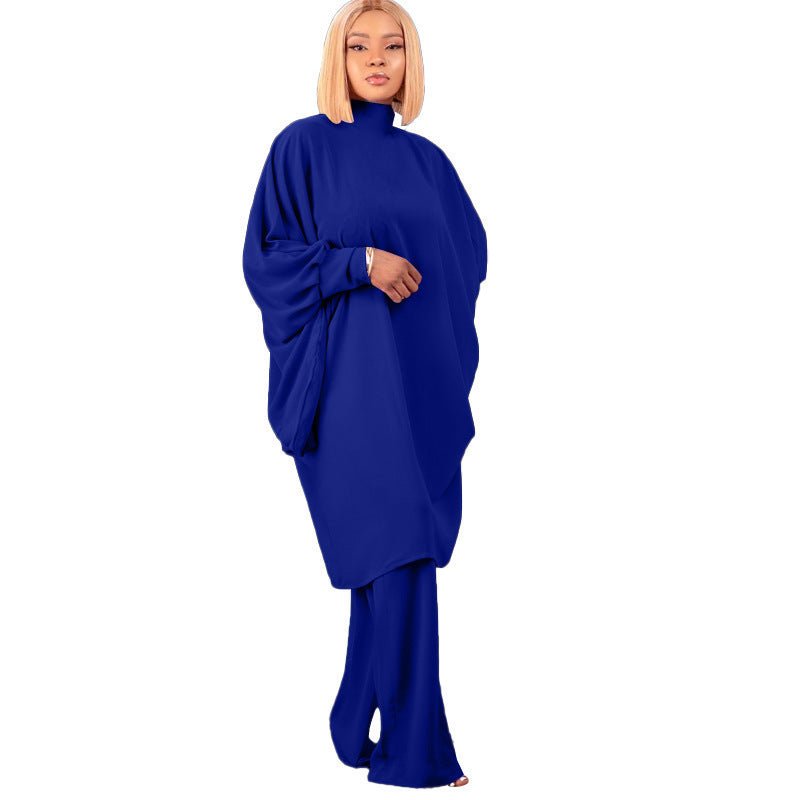 Damen modisches Oversized-Set mit hohem Kragen und weiten Ärmeln Drune