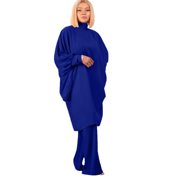 Damen modisches Oversized-Set mit hohem Kragen und weiten Ärmeln Drune