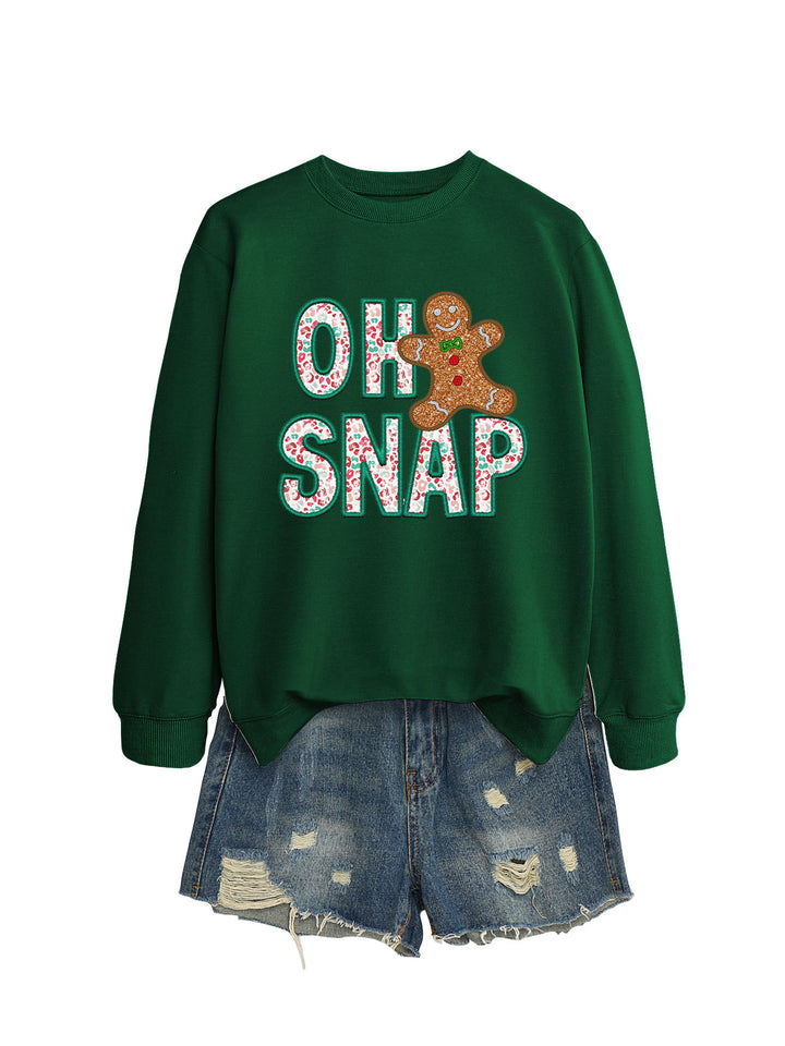 Damen Sweatshirt mit lustigem Lebkuchenmann-Motiv und funkelndem Schriftzug Drune