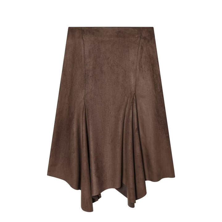 Damen A-linien Rock aus weichem Wildlederimitat mit elegantem Fall Drune