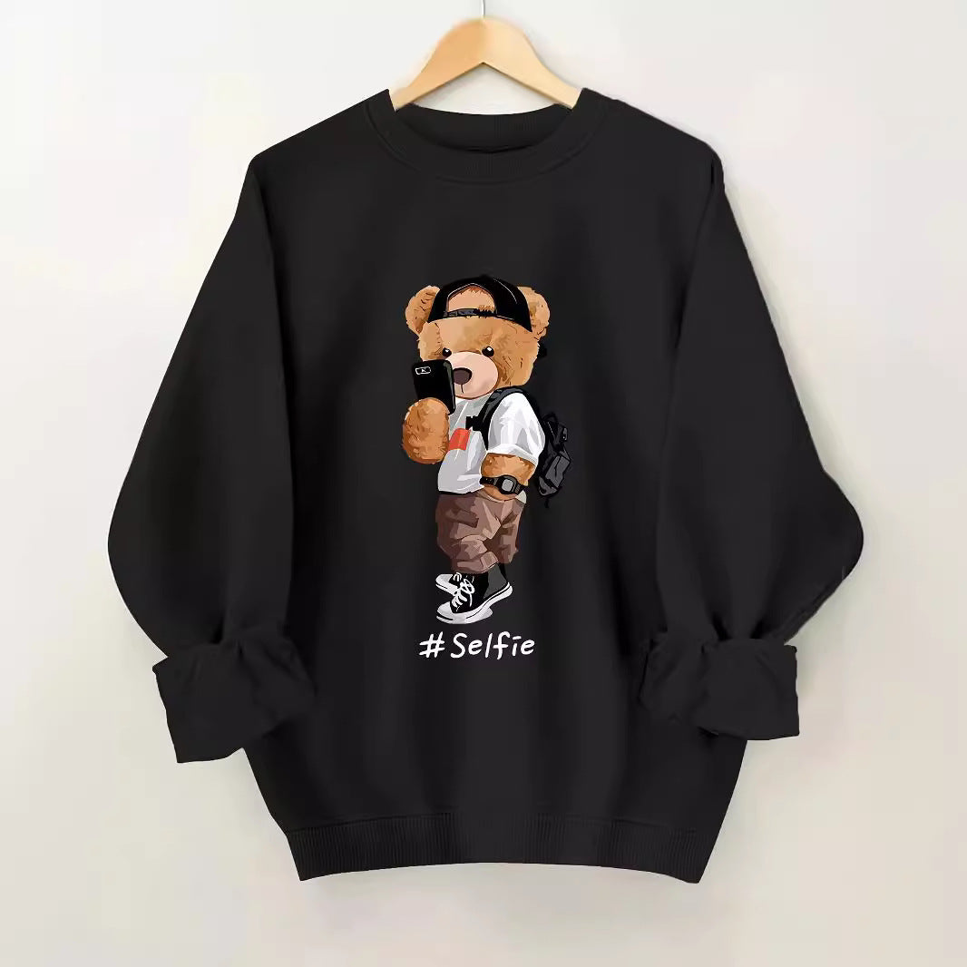 Damen Sweatshirt mit künstlerischem Bärendesign und lässigem Schnitt Drune