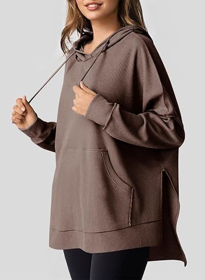 Damen Oversized Kapuzenpullover mit praktischen Eingrifftaschen und hochwertigem Strukturstoff Drune