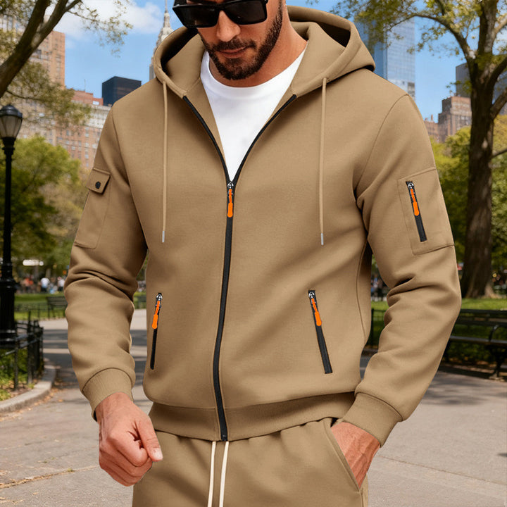 Herren sportlicher Kapuzenpullover mit modischen Schnellverschlüssen und praktischen Taschen Drune