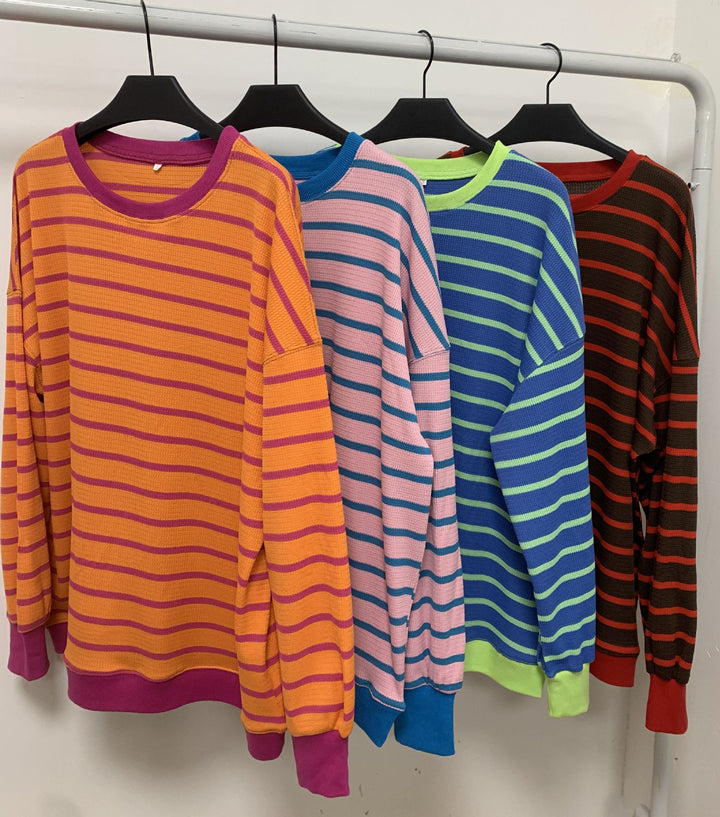 Damen lässiger und bequemer Pullover mit strukturiertem Rippenmuster und weitem Schnitt Drune