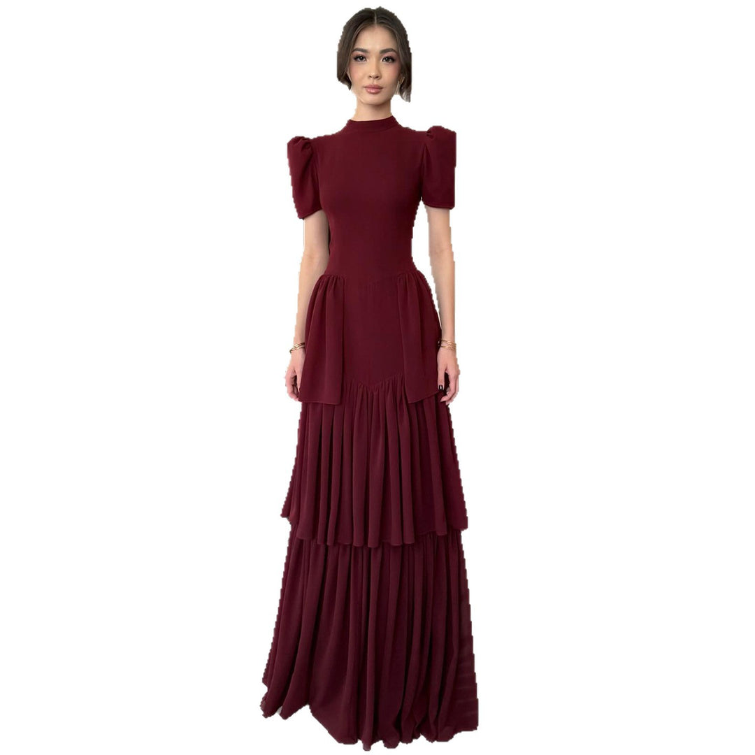 Damen Maxi-Kleid mit voluminösen Rüschendetails und elegantem Schnitt Drune