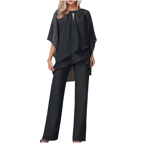 Damen Elegantes Schichten Oberteil und Hose Set Drune