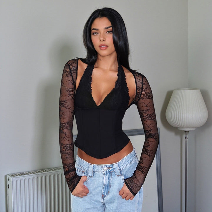 Damen Spitzen-Bodysuit mit figurformendem Design Drune