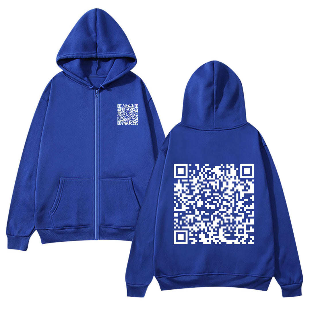 Damen Kapuzenjacke mit QR-Code-Design und weichem Fleece Drune
