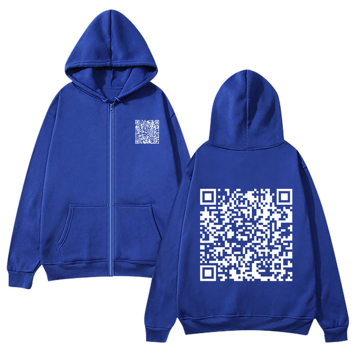 Damen Kapuzenjacke mit QR-Code-Design und weichem Fleece Drune