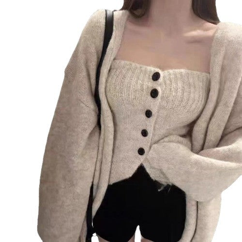 Damen Cardigan mit Knopf- und offenen Fronten Drune