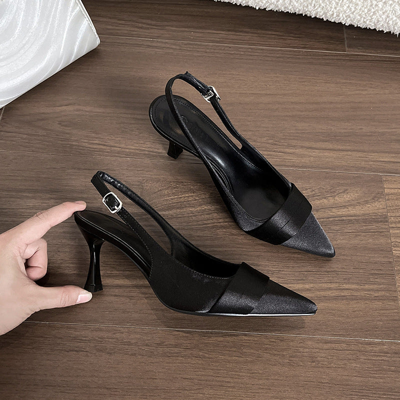Damen Sling-Pumps mit Eleganter Satin-Oberfläche und Raffinierter Absatzhöhe Drune