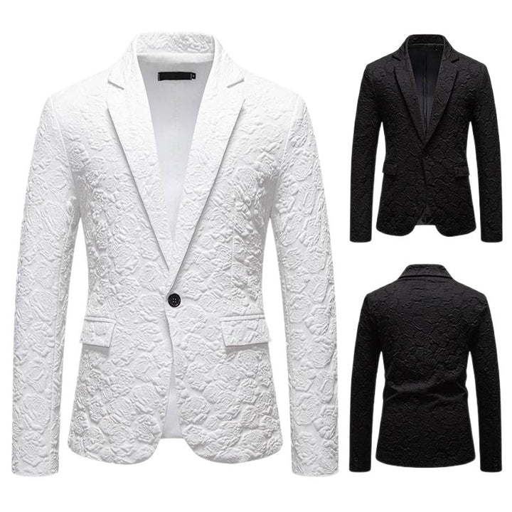 Herren nan strukturiertes Business-Sakko mit floraler Jacquardstruktur und Slim-Fit Drune