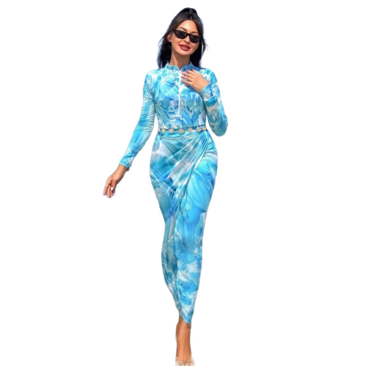 Damen eleganter Strandanzug mit figurbetontem Schnitt und floralem Design Drune