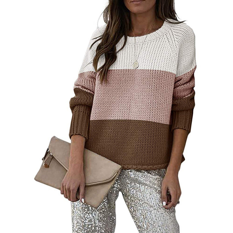 Drune | Zweifarbiger Strickpullover mit Blockmuster Acryl Lässig und Komfortabel