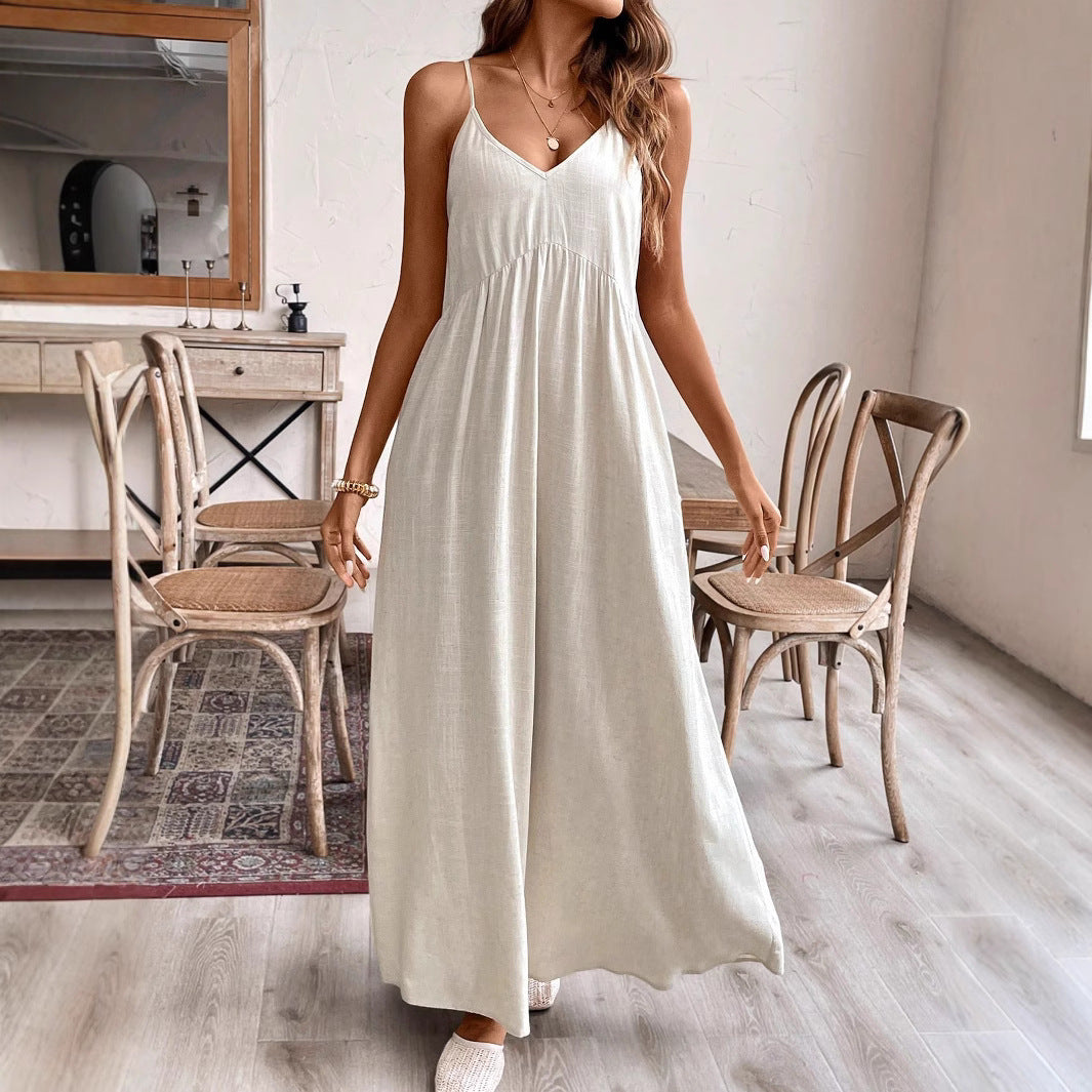 Damen Maxikleid mit feinen Trägern und fließendem Schnitt Drune