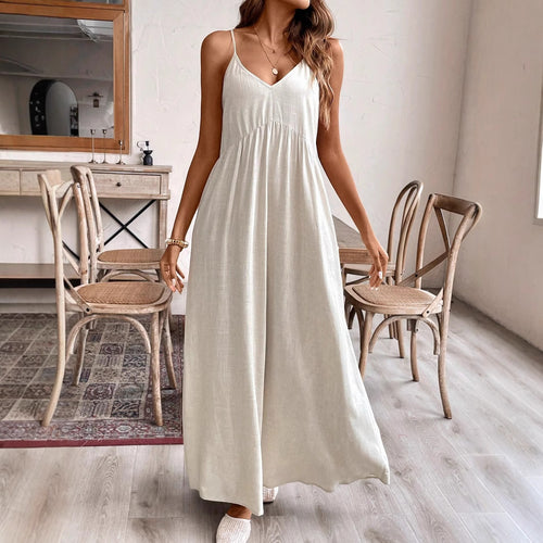 Damen Maxikleid mit feinen Trägern und fließendem Schnitt Drune