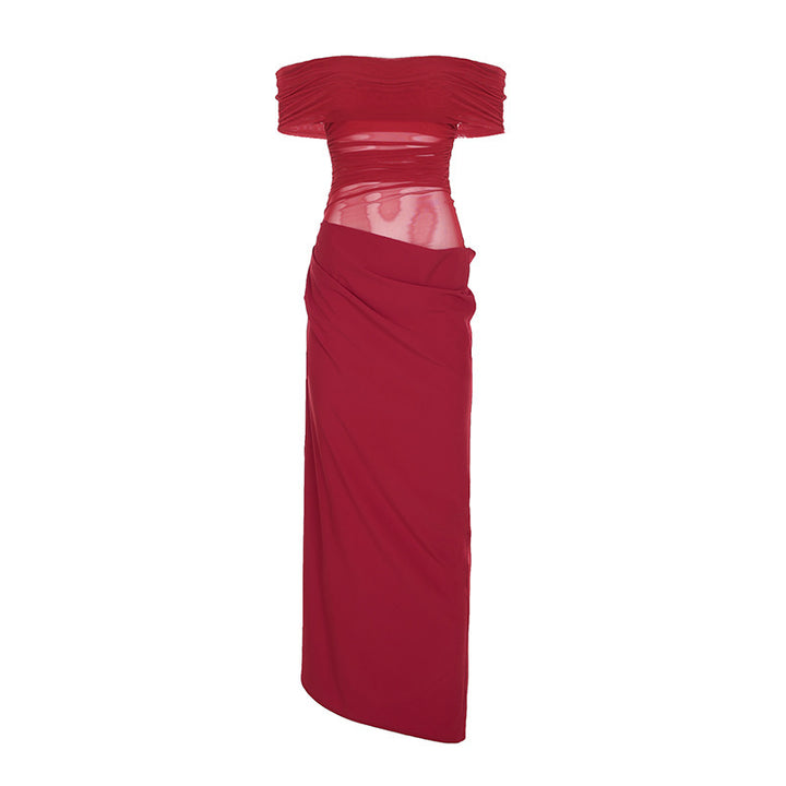 Damen elegantes Abendkleid mit schmalem Schnitt und transparenten Einsätzen Drune