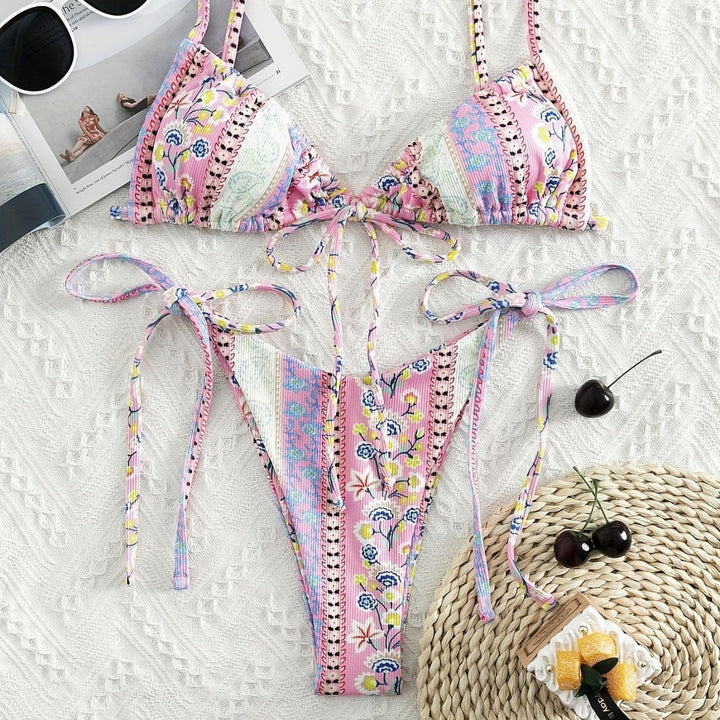 Damen Triangel-Bikini mit verspieltem Design und verstellbaren Trägern Drune