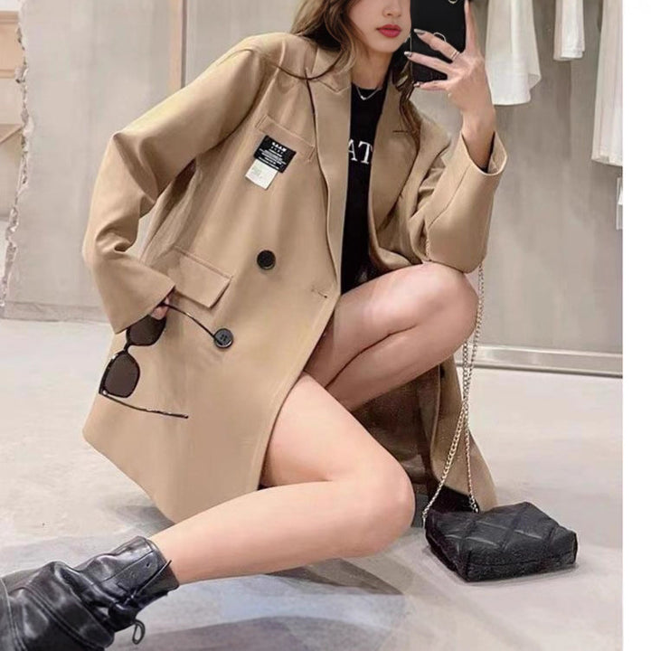 Damen Oversized Blazer mit strukturiertem Stoff Drune