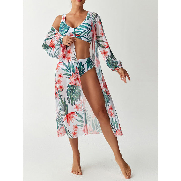 Damen Bikiniset mit farbenfrohem Design und transparenter Strandumhüllung Drune
